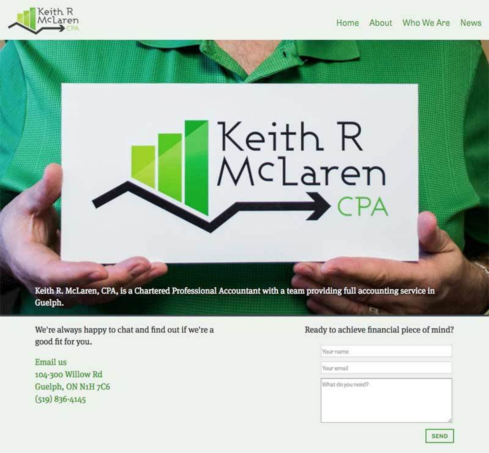 The new home page on Keith's website