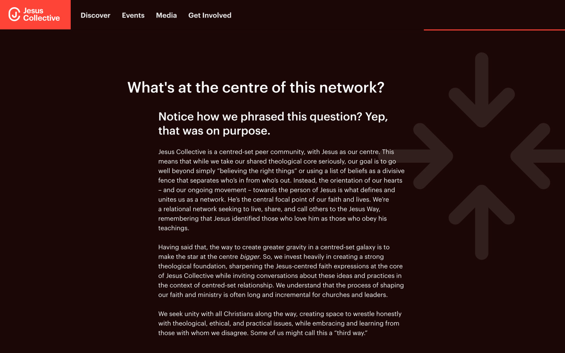 Section on the website with a dark background colour