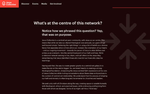 Section on the website with a dark background colour