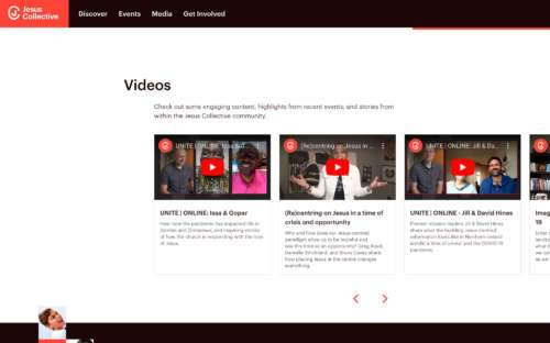 Video carousel on the Jesus Collective website