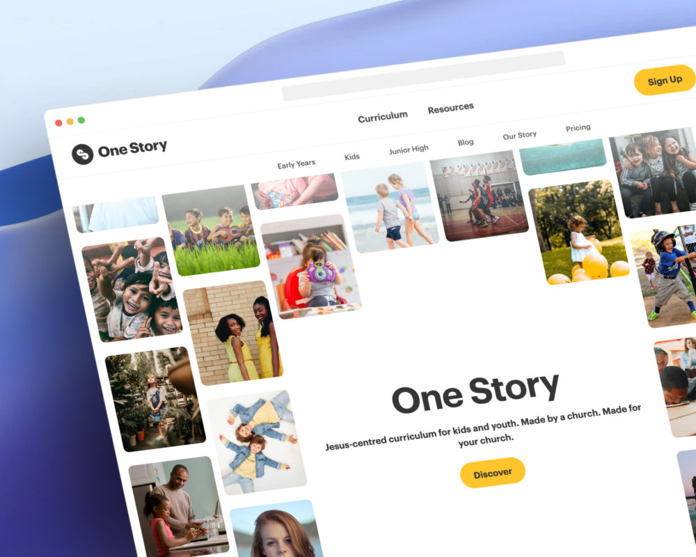 A screenshot of the One Story website's home page.