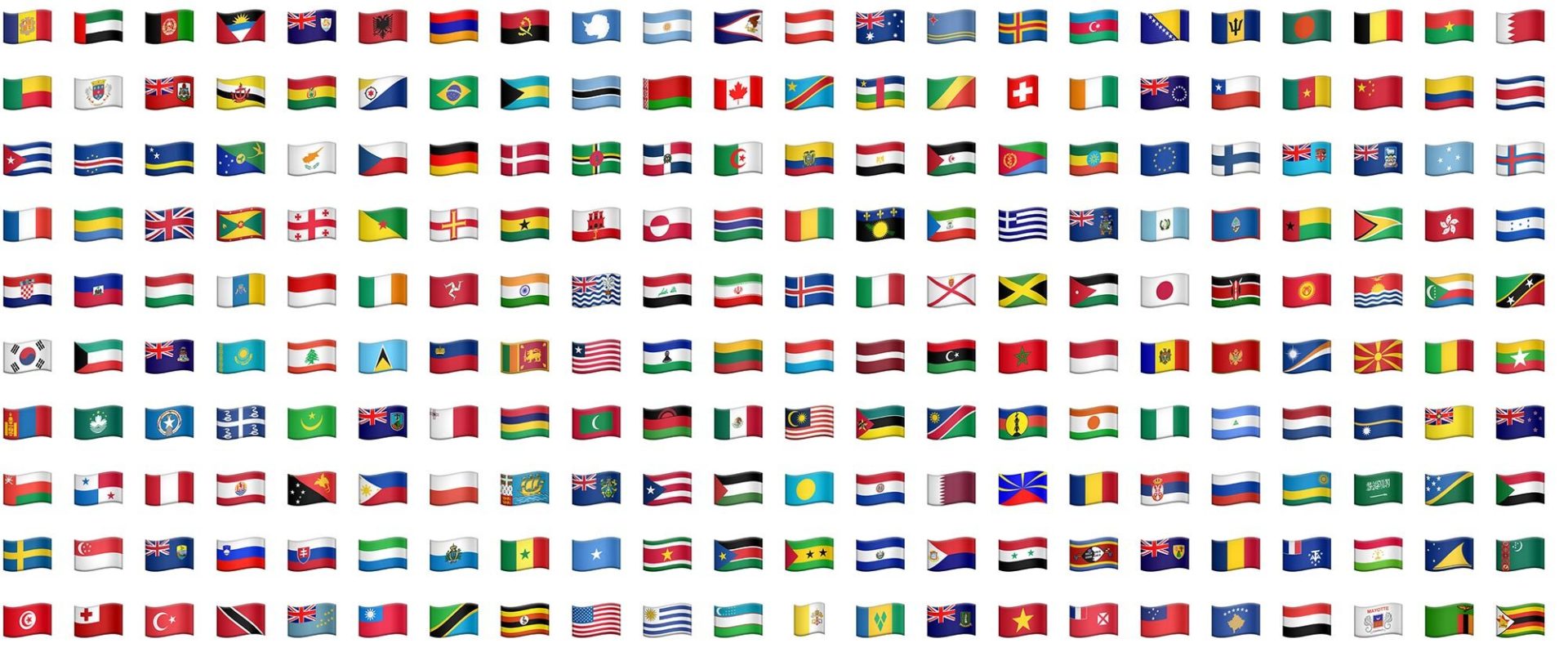Different emoji flags for many countries and languages