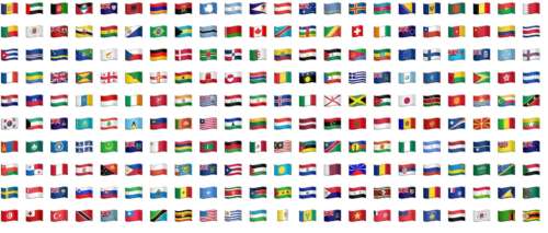 Different emoji flags for many countries and languages