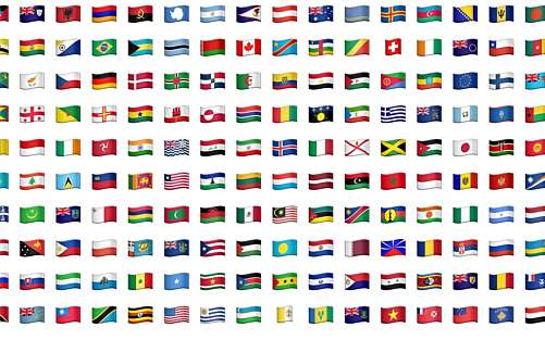 Different emoji flags for many countries and languages