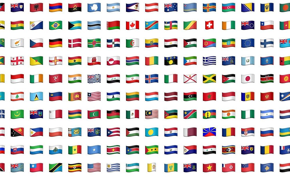 Different emoji flags for many countries and languages